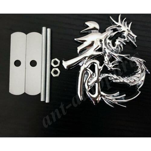 Metal Chrome Chinese Dragon Character Car Front Grille Emblem Badge Decal