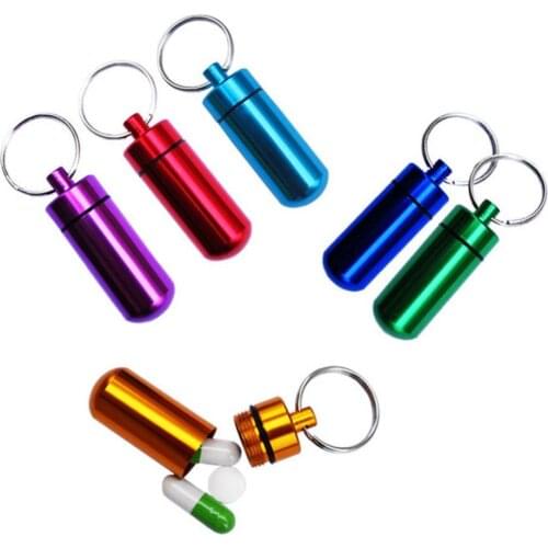 Mini Emergency Box Waterproof Case-Outdoor Emergency Medicine Drug Box Tank with Keychain Pill Outdoor Emergency Pill Bottle