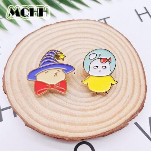 Cartoon Cute Doll Magic Hat Duck Fish Enamel Pins Alloy Brooch Badge Clothes Bag Accessories Fashion Woman Jewelry Gift For Kid