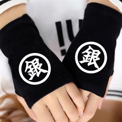 Men Women Japanese Anime Cartoon Gintama Silver Soul Winter Warm Half Finger Glove Cosplay Accessories