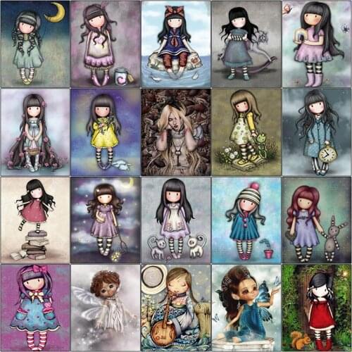 Full square cuadros 5d diamond painting kit set Girl cartoon woman 3D DIY complet Cross stitch dirll drawing mosaic embroidery