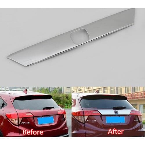 YAQUICKA Fit For Honda Vezel 2014 2015 Car Tail Rear Trunk Door Trim Decoration Styling Sequins Strip Car-covers Moldings ABS