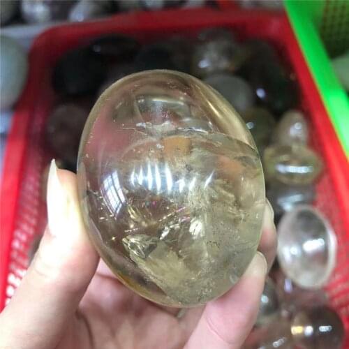 Natural Smoky Quartz Crystal Palm Massage Stone Therapy Polished Stone Black Smokey For Decorations