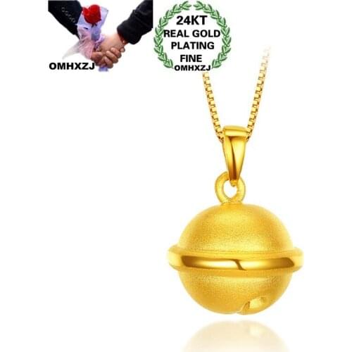 OMHXZJ NA295 Jewelry Wholesale European Fashion Hot Fine Kids Baby Party Birthday Wedding Gift Bell 24KT Gold Pendant Necklace