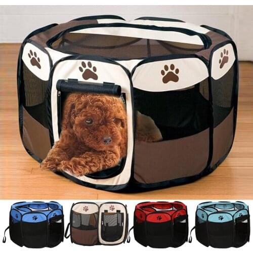 Portable Outdoor Kennels Fences Dog Tent Houses For Dogs Foldable Indoor Puppy Cats Pet Cage Octagon Fence