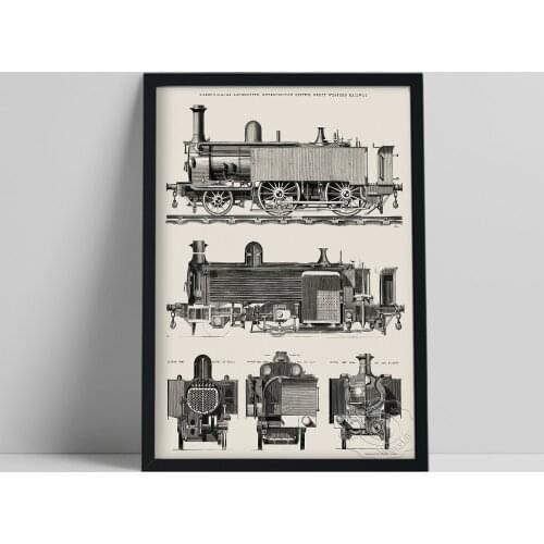 Retro Steam Train Engine Poster, Engine Train And Its Compartments Design Prints Art, Living Room Home Decor, Toy Train Boy Gift