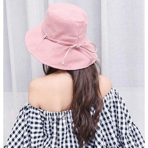 Women Sun Hat Bucket Caps Summer Fisherman Hats With Bow Sunscreen Sun Protection Korean Fashion Hat Foldable Caps 2021 Hot