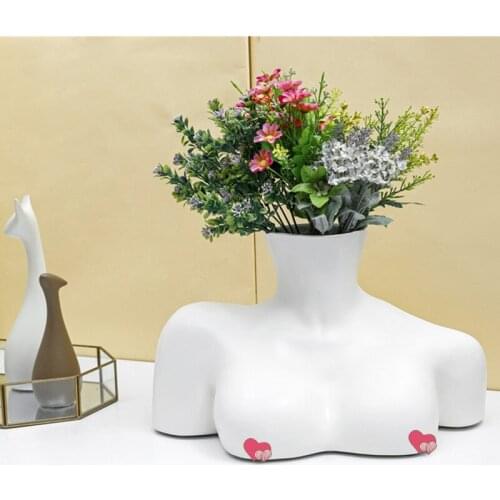 Nordic Arts Girl Bust Vase Home Decoration Mannequin Abstract Human Body Resin Dried Flower Pot Room Decorative Ornaments
