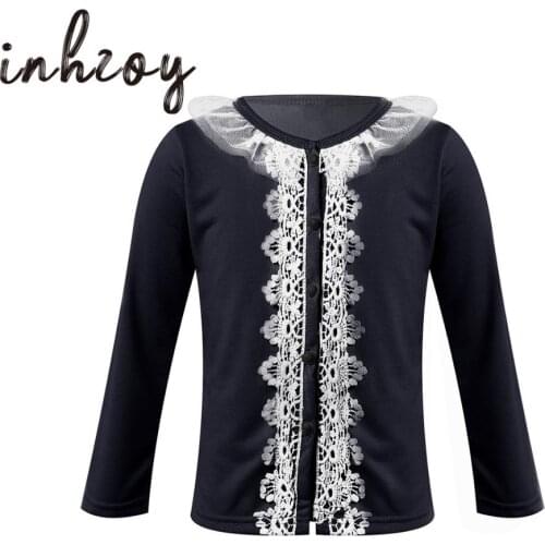 Girls Ballet Gymnastics Leotard Cardigan Jacket Long Sleeve Dance Tops Children Flower Lace Cardigan Coat Kids Dance Clothing