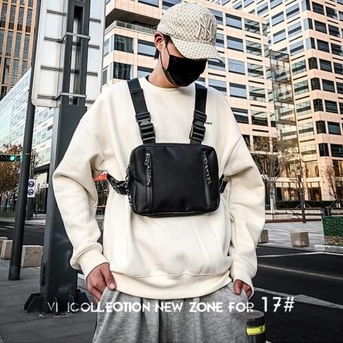 Street Trend Vest Backpack Men Hip Hop Tactical Package Nylon Unisex Sports Travel Phone Pouch Running Bag Men Chest Bags