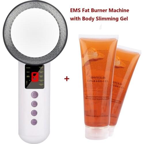 EMS Ultrasound Massager Body Slimming Anti Cellulite Face Lifting Device Fat Burner Weight Loss Beauty Machine with Slimming Gel
