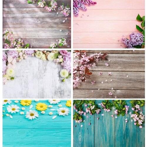 SHENGYONGBAO Vinyl Custom Photography Backdrops Props Spring Flower Wood Board Photo Studio Background 21318MB-58