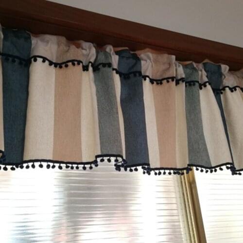 MCAO Boho Tassels Valance for Window Darkening Striped Short Curtain Panel Treatment for Kitchen Bathroom Living Room 1PC TJ6421