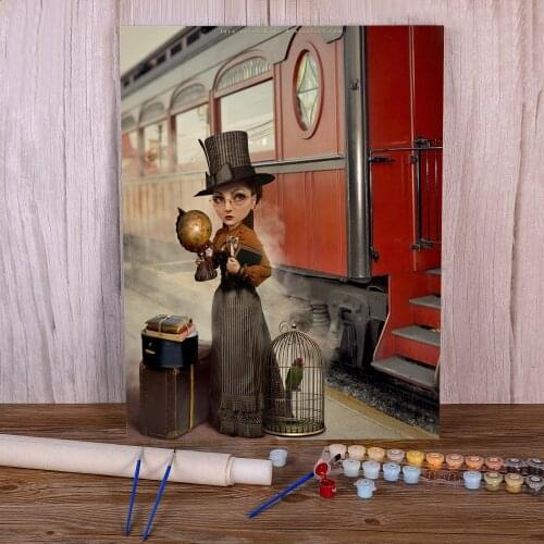 Woman Girl DIY Painting By Numbers Package Acrylic Paints 50*70 Boards By Numbers Decorative Paintings For Children Art