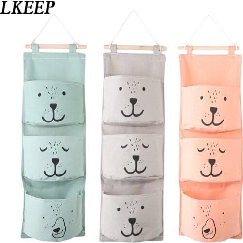 1Pc Wall Hanging Cosmetic Bags Linen Closet Children Room Organizer Pouch Books Cosmetic Sundries Packing Bag Funny Women Bags