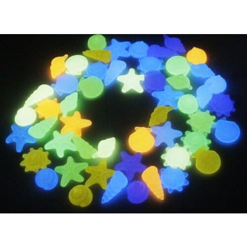 100 Pack (100PCS/Pack) Beautiful Glow in the Dark Pebbles Stone Fantastic Walkway Fish Tank Aquarium fluorescence Starfish conch