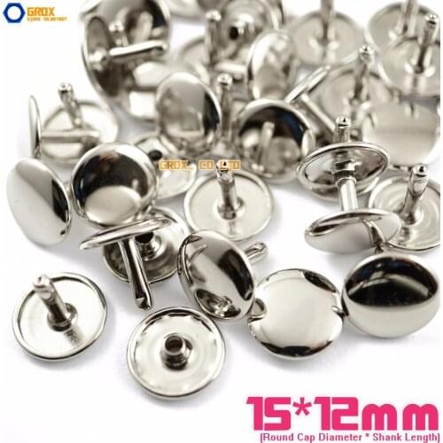 150 set 15*12mm Silver Double Cap Round Rapid Rivet Punk Rock Leathercraft Rivet