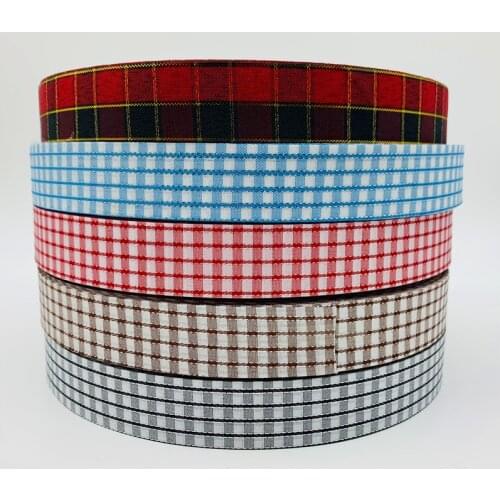 5yards/Lot 25mm Silver Line Plaid Ribbon Grid Printed Ribbon For Home Wedding Christmas Decoration DIY Gift Wrapping