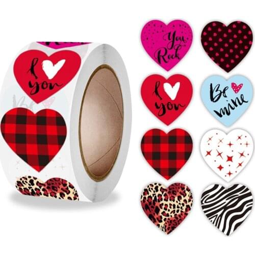 500pcs Valentines Day Heart Shape Sticker Packaging Candy Dragee Bag Gift Box Packing Bag Labels Paper Wedding Thanks Stickers