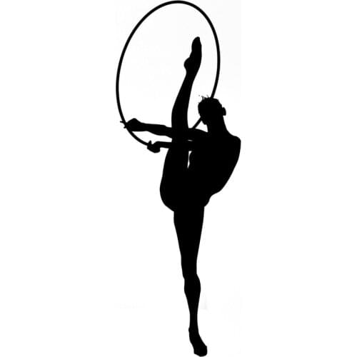 6.5CM*18.5CM Creative Interesting Gymnastic Girls Sport Acrobatics Ribbons Car Sticker Vinyl Black/Silver S9-0486