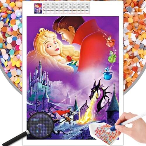 Diamond Painting Cartoon Mosaic Sleeping Beauty and Prince Rhinestone Embroidery 5D DIY Square Round Photo Cross Stitch Home