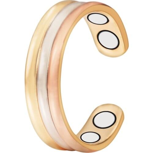 Jewelry Health Bio Magnetic Rainbow Tri-color Color Pure Copper Ring For Men Women Anti Arthritis Rheumatism Pain Relief