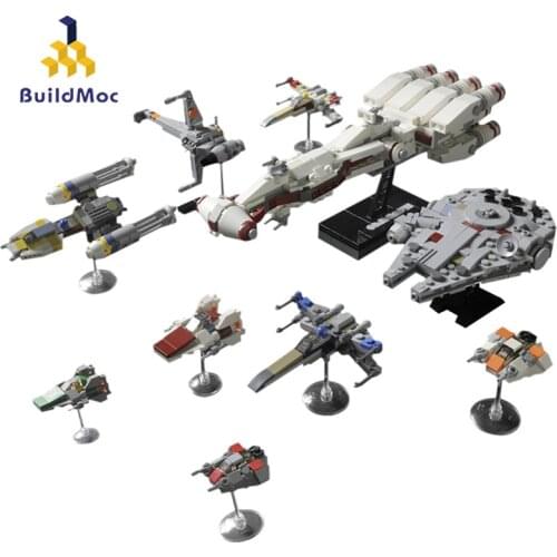 Buildmoc Space Wars Movie Set MOC-56438 The Rebellion Moc Fighter Spaceship Weapon Model Building Blocks Bricks Collection Toys