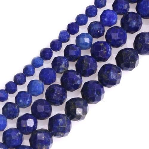 2/3/4/5mm Natural Lapis Lazuli Stone Beads Round Faceted Spacer Loose DIY Beads For Jewelry Making beads Accessories 15'' Gift