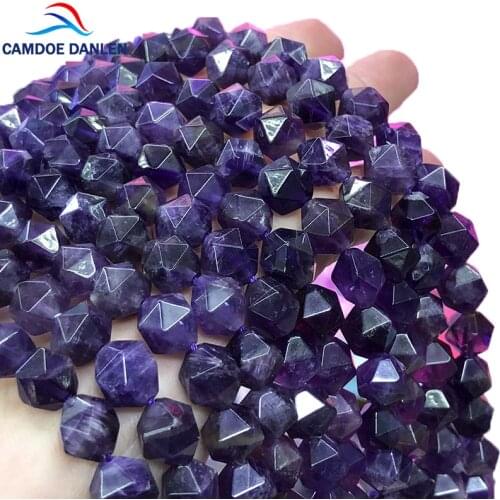 CAMDOE DANLEN Natural Rock Crystal Big Facet A+ Purple Amethysts Stone Beads 6 8 10 12 MM Fit Diy Find Beads For Jewelry Making
