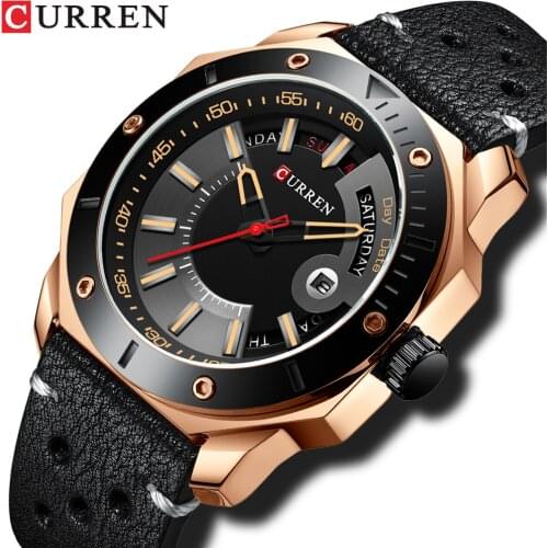 CURREN Luxury Brand Leather Mens Watches Casual Business Black Quartz Watch Male Clock Relogio Masculino 2021 Hot sell
