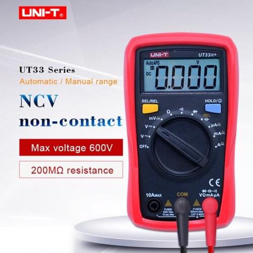 Digital Multimeter UNI-T UT33A+/B+/C+/D+ Palm Size Auto Range AC/DC Voltage DC Current Tester NCV/Diode test/Continuity buzzer