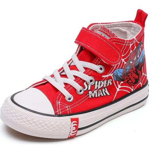 Children Casual Shoes Spiderman High Top Boys Canvas Shoes Student Lace up Disney Sneakers for Kids Boys New Toddler Shoes