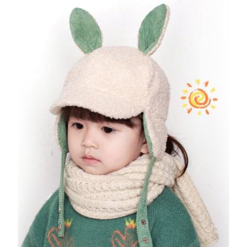 Baby Winter Warm Hat Cap Lamb Wool Knitted Earflap Earmuffs Cute Rabbit Design Toddler Kids Boy Girl Plush Hat High Quality Gift