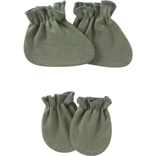 Baby Anti-scratch Soft Cotton Gloves Foot Cover Set Newborn Mittens Socks Kit