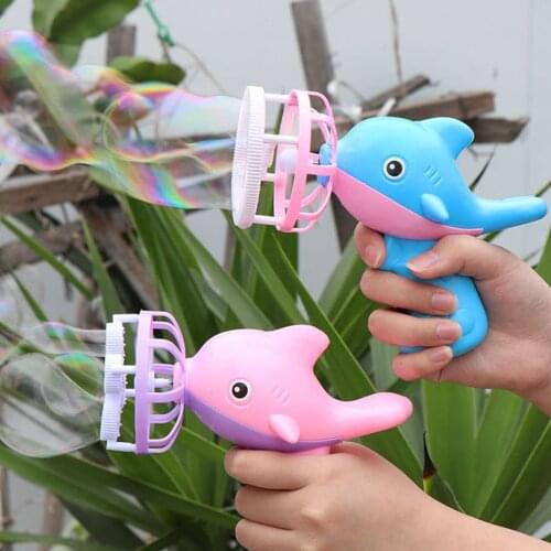 Electric Bubble Machine Safe Summer Cool Fan Bubble Machine Cartoon Electric Dolphin Outdoor Bubble BlowerSummer Soap Water Toys