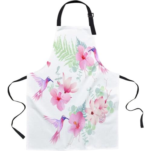 Delicate Tropical Flowers And Hummingbirds Aprons for Women Men Kid Cooking Baking Apron Kitchen Utility Equipment Accessories