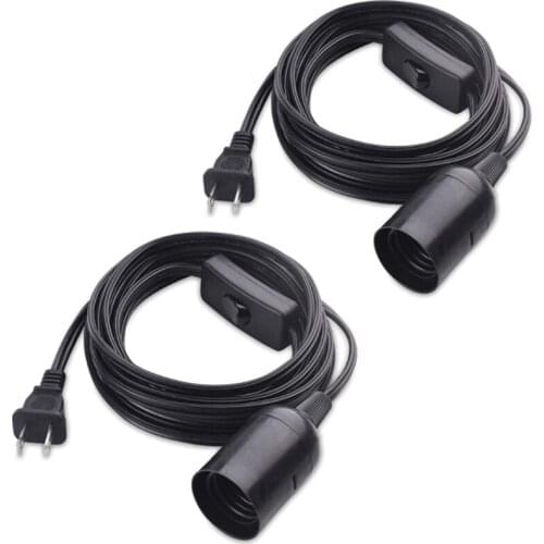 2 PCS Plug-in Pendant Light Industrial Style Light Socket Silica Gel E26/E27 Base Hanging Pendant Light Cord, US Plug