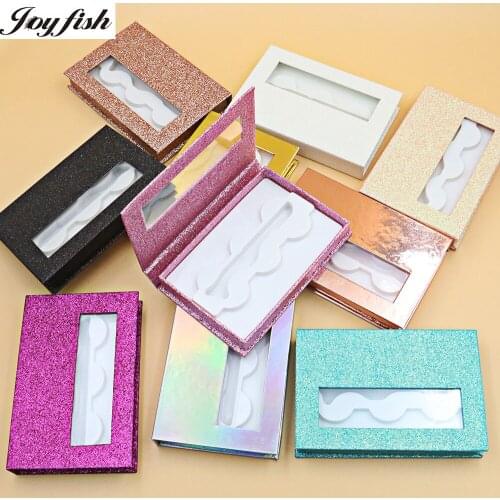 3 Pairs False Eyelashes and Tweezers Packaging Wholesale Lash Case Empty Gift Box and Tray Storage Pink Black Laser Glitter Pape