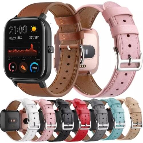 Leather Band For Xiaomi Huami Amazfit Bip S U Lite Pop Bracelet Wrist Strap Correa For GTS GTS 2 2e Mini GTR 42 Watch