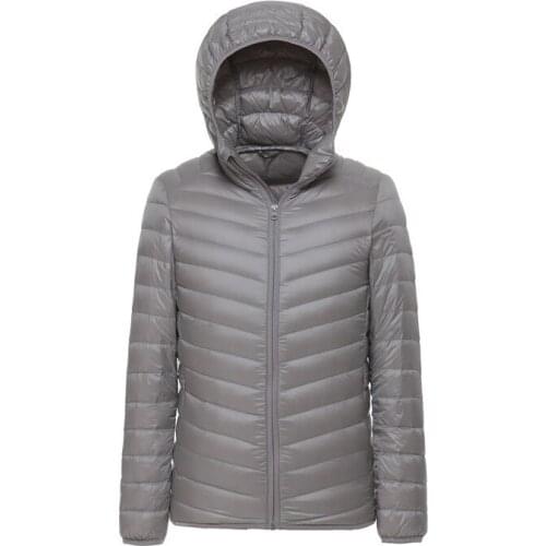 Winter mens hooded down jacket 2020 Casual mens lightweight thin White duck down coat male slim Solid color zipper outwear 3XL