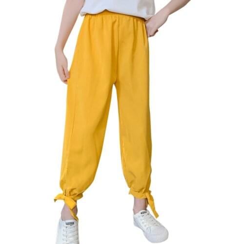 Summer Pants For Girls Soft Cotton Pants Girls Solid Color Pants For Children Summer Child Girls Clothes 6 8 10 12 14