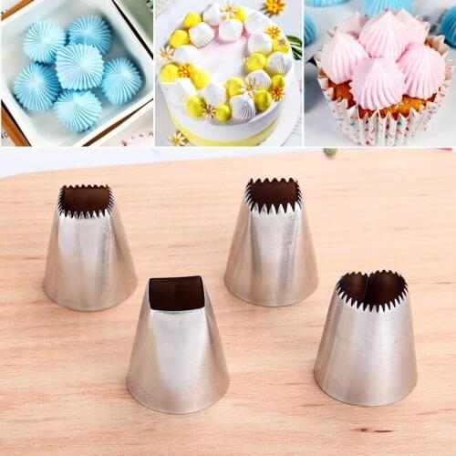 4pc Heart Shape Pastry Nozzles Icing Piping Tips For Cake Decoration Square Cookie Cream Confectionery Nozzle Baking Accessories