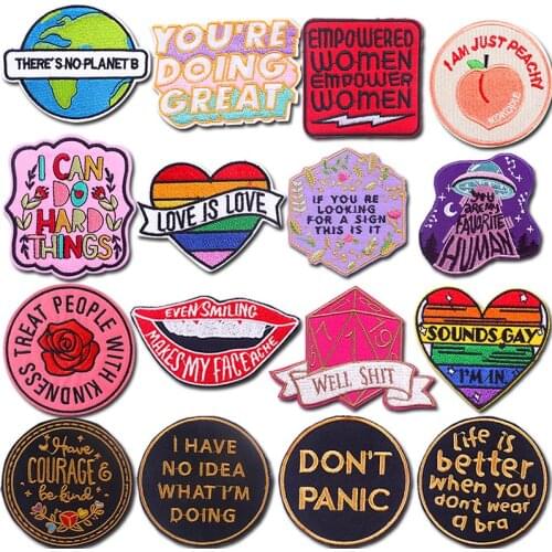 Letter Patch Flower Iron On Embroidered Patches On Clothes Hippie Stripes For Jackets Jeans DIY Cheap Embroidery Patch Wholesale