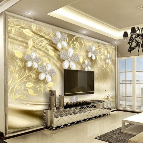 Beibehang Wallpaper Mural Custom Living Room Bedroom 3D Jewelry Luxury Pearl Flower Mural TV Background Home Decor