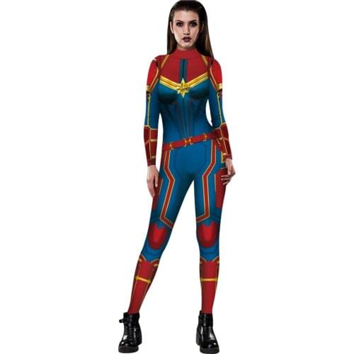 New Women Captain Cosplay Costumes Super Hero Sexy Bodysuit Jumpsuit Catsuit Swimsuit Female One-Piece Clothing Suit Tackle 2021