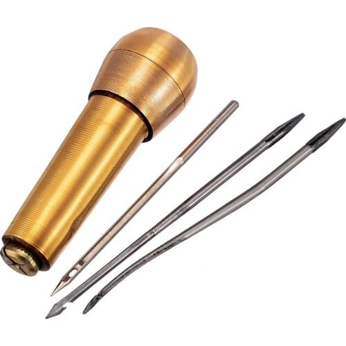 4pcs/set Manual Sewing Awl Tool Home DIY Leather Work Sewing Needles +Taper-shank For Thick Canvas Leather Stitching Repairing