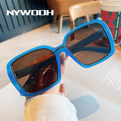 NYWOOH Luxury Square Sunglasses Women Men Brand Designer Oversized Transparent Gradient Sun Glasses Big Frame Eyewear UV400