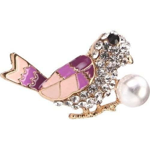OneckOha Rhinestone Bird Brooches Enameled Zinc Alloy Animal Pin Tiny Brooch