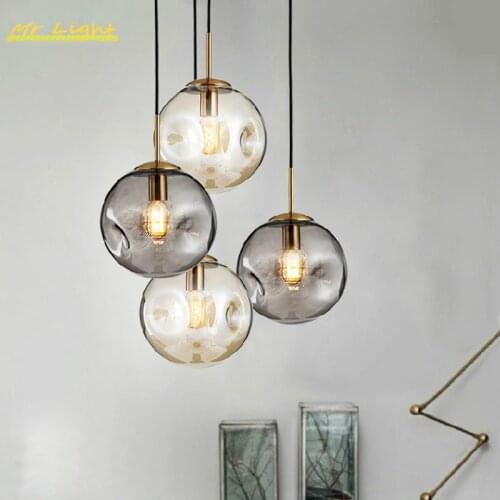 Modren Glass Ball Pendant Lights Lighting Nordic Indoor Decor LED Pendant Lamp for Dining Room Kitchen Hanging Lamps Luminaries