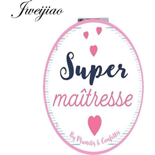 JWEIJIAO simple photo Printing Tools Accessories pocket mirror Super French Maitresse letters heart Mirrors engagement gift MM63